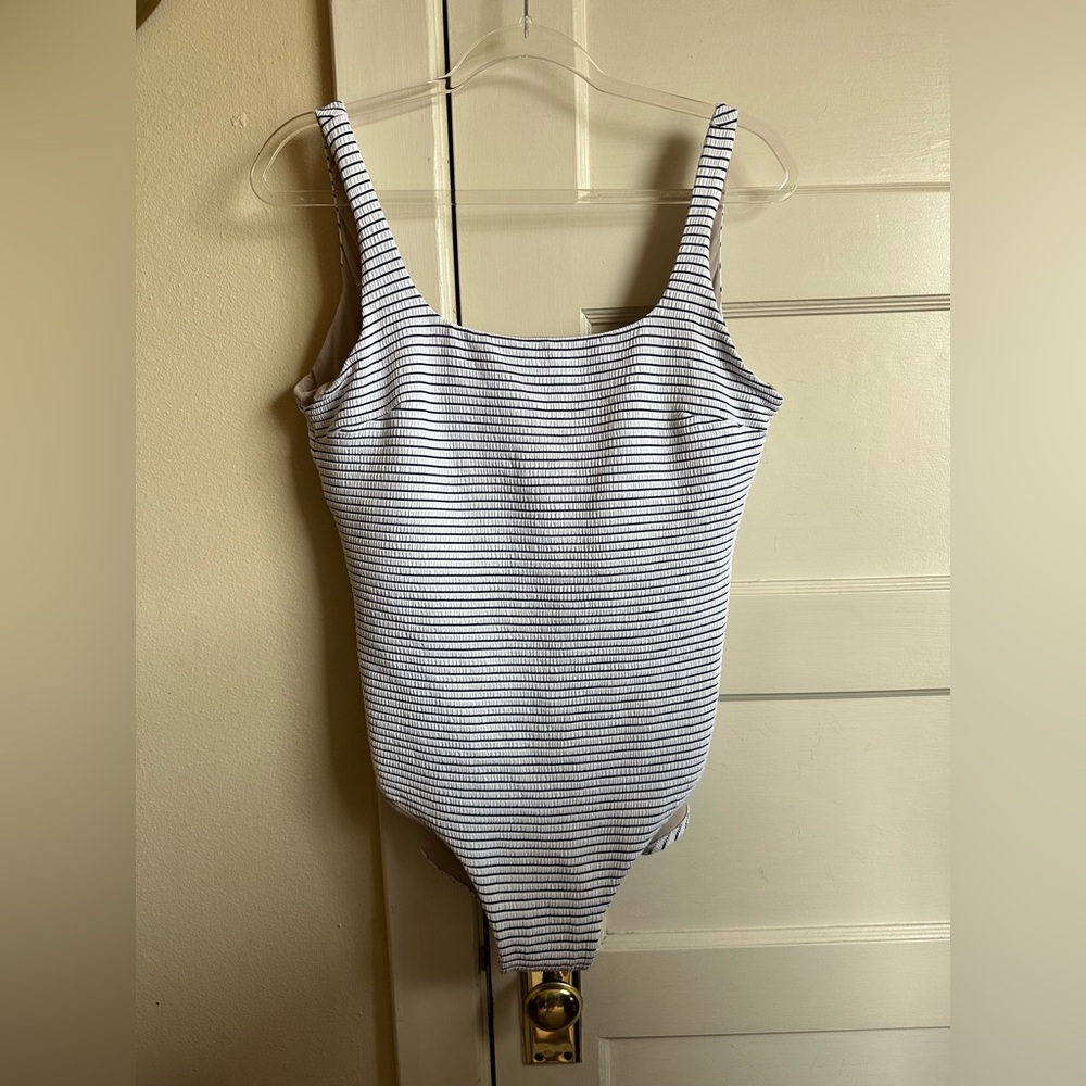 Lululemon Waterside Square Neck One-Piece Striped Swimsuit - 14